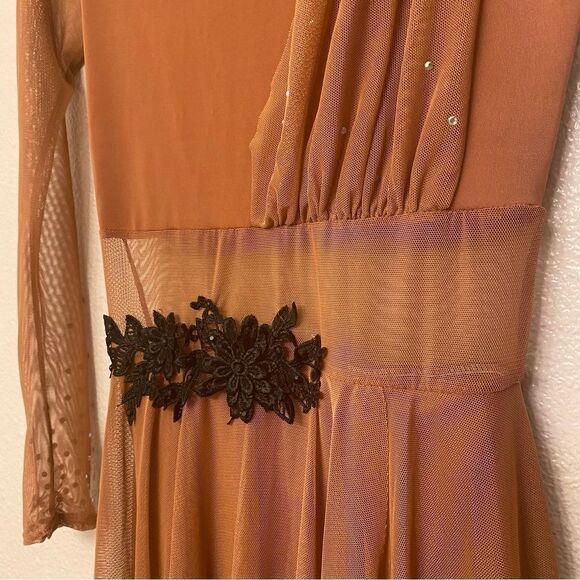 Revolution chai lyrical dance rhinestoned dress LIMITLESS RC22811 Orange LC - Picture 8 of 13